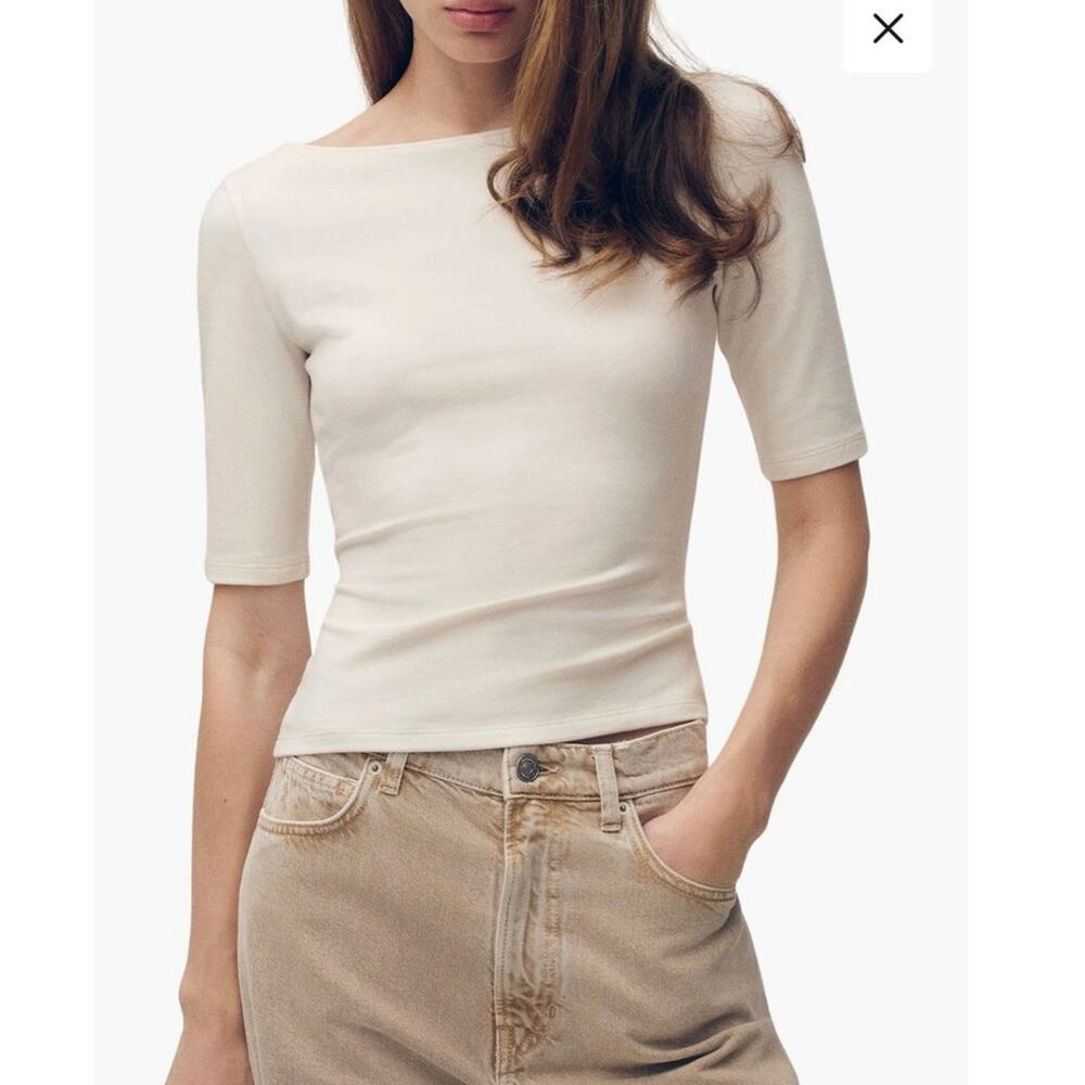 NWOT Reformation Santino Knit Top in Fior Di Latte SZ L